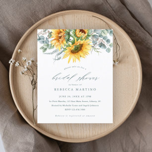 Invitation Élégante Sunflower Bridal Shower Budget