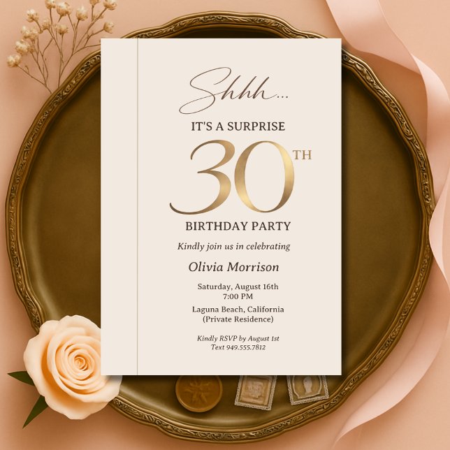 Invitation Élégante Surprise 30e Anniversaire (Créateur téléchargé)