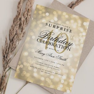 Invitation Élégante SURPRISE 40e anniversaire Glam Gold Light