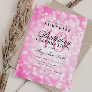 Invitation Élégante SURPRISE 40e anniversaire Hot rose lumièr