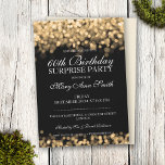 Invitation Élégante Surprise Anniversaire de fête Lumières or<br><div class="desc">Elégant 60e anniversaire Surprise conception d'invitation fête avec motif Gold Lights sophistiqué,  nom et date personnalisés et texte supplémentaire. Impressionnez votre famille et vos amis avec ce design élégant et élégant de faire-part d'anniversaire. Entièrement personnalisable ! Facile à utiliser et facile à personnaliser.</div>