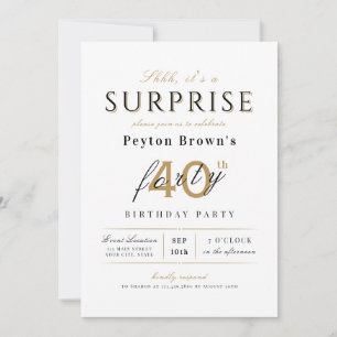 Invitation Elégante surprise classe moderne 40e anniversaire