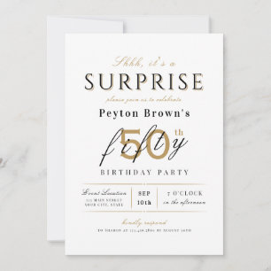 Invitation Elégante surprise classe moderne 50e anniversaire