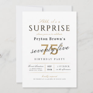 Invitation Elégante surprise classe moderne 75e anniversaire