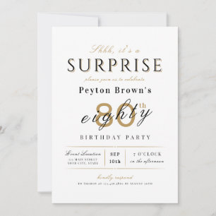 Invitation Elégante surprise classe moderne 80e anniversaire