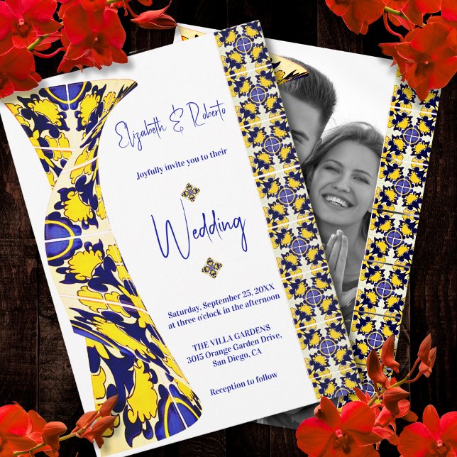 Invitation Élégante Talavera colorée Photo Mariage mexicain (Créateur téléchargé)