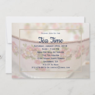Invitation Elégante Tea Party Rose Floral Teacup