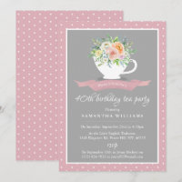 Elégante Teacup Floral Anniversaire Tea Party