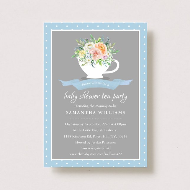 Invitation Elégante Teacup Floral Teacup Baby shower Tea Part (Créateur téléchargé)