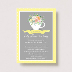 Invitation Elégante Teacup Floral Teacup Baby shower Tea Part