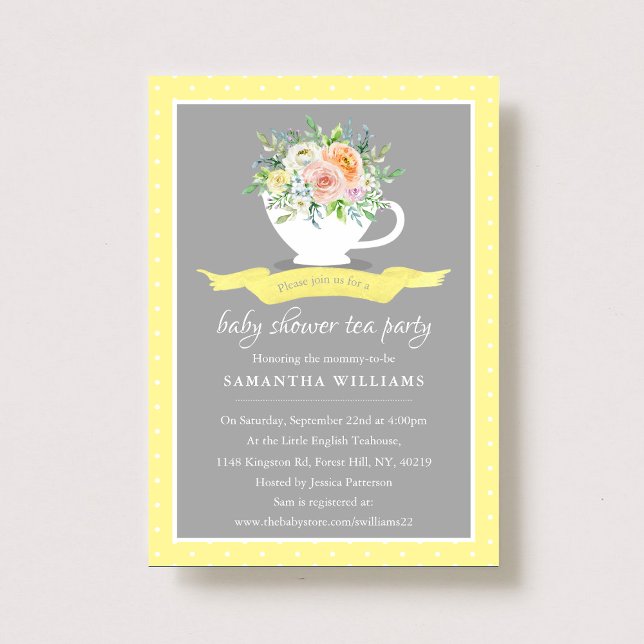 Invitation Elégante Teacup Floral Teacup Baby shower Tea Part (Créateur téléchargé)
