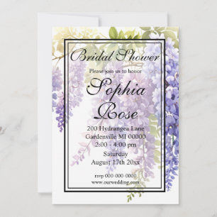 Invitation Elégante teinte pourpre glycine douche nuptiale
