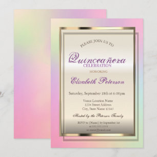 Invitation Élégante Tendance Cool Quinceañera Holographique