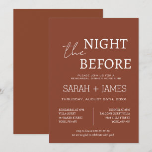 Invitation Élégante Terracotta la nuit avant le dîner Mariage