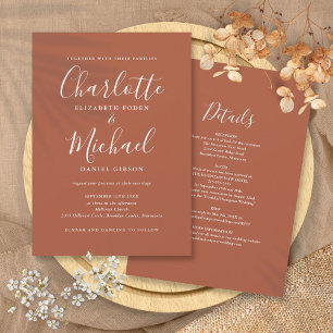 Invitation Élégante Terracotta Tout En Un Script Mariage