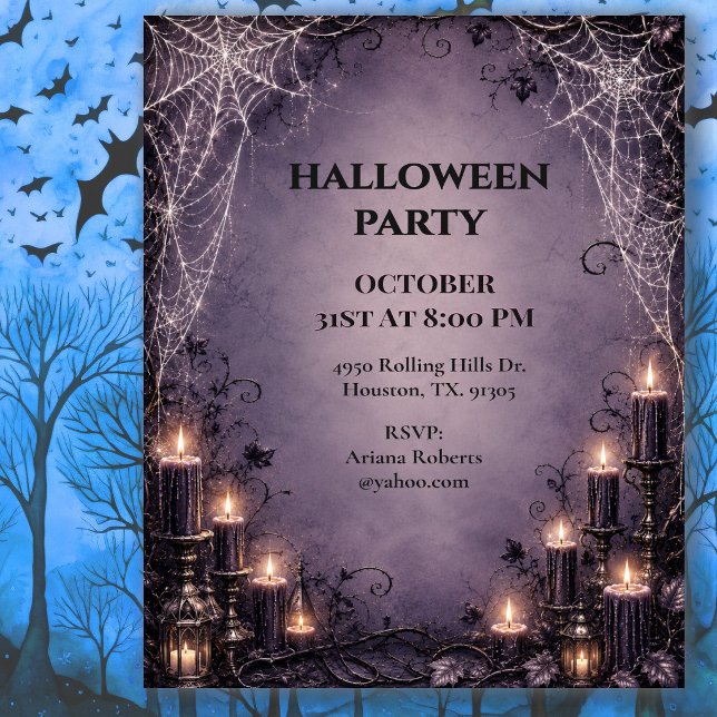 Invitation Élégante toile d'araignée gothique Halloween (Créateur téléchargé)