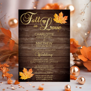 Invitation Elégante TOMBE dans LOVE Rustic Wood Mariage QR Co