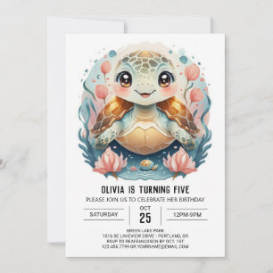 Invitation Elégante tortue marine Anniversaire