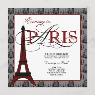 Invitation Elegante Tour Eiffel Paris Prom