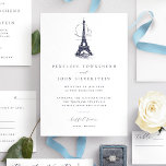Invitation Elégante tour Eiffel Vintage Mariage d'illustratio<br><div class="desc">Impressionnez vos invités avec cet élégant faire-part de mariage formel de JessicaAmber. Cette carte classique présente une illustration vintage détaillée de la Tour Eiffel de Paris, que vous pouvez remplacer par une image de la destination de votre mariage (arrière - plan transparent ou blanc préféré). Le lettrage bleu foncé élégant...</div>