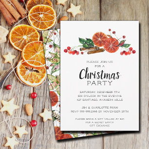 Invitation Elégante tranche d'orange et cannelle Noël