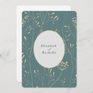 Invitation Elégante Turquoise Cream Flowers Grasses