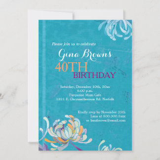 Invitation Elégante Turquoise fête du 40e anniversaire