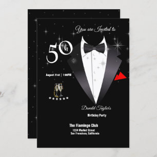 Invitation Elégante Tuxedo 50e anniversaire de fête Invitatio