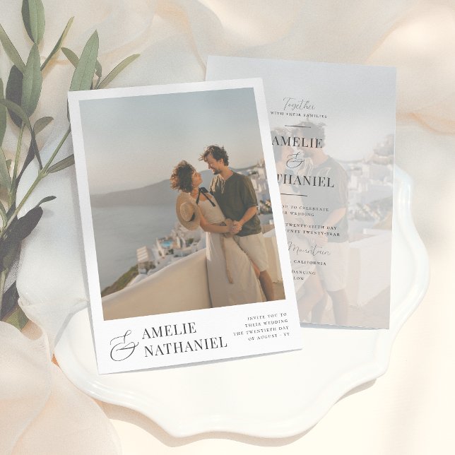 Invitation Élégante typographie 2 Fiançailles Photos Mariage (Créateur téléchargé)