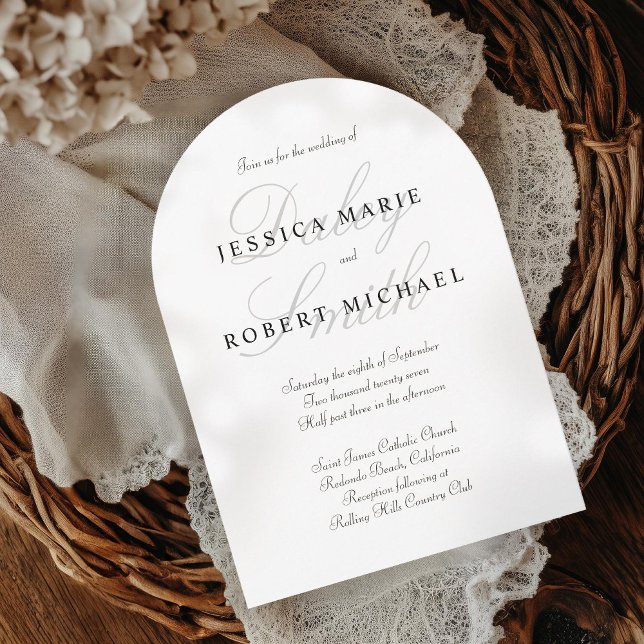 Invitation Élégante typographie Arche Mariage noir & blanc (Créateur téléchargé)