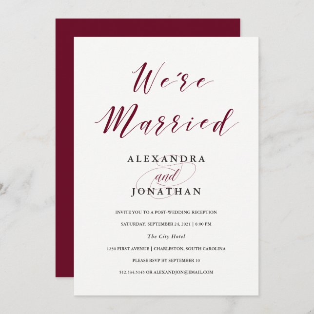 Invitation Élégante typographie | Cérémonie du Mariage de la  (Devant / Derrière)
