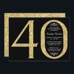 Invitation Élégante Typographie de Parties scintillant d'or 4<br><div class="desc">Célébrez dans le style avec ces invitations branchées et élégantes à la parties scintillant d'or 40e anniversaire. Le design est facile à personnaliser et vos invités seront ravis quand ils reçoivent ces invitations élégants.</div>
