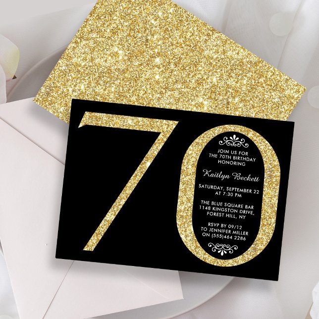Invitation Élégante Typographie de Parties scintillant d'or 7 (Créateur téléchargé)