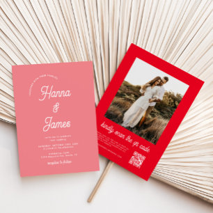 Invitation Élégante typographie Mariage rétro rose