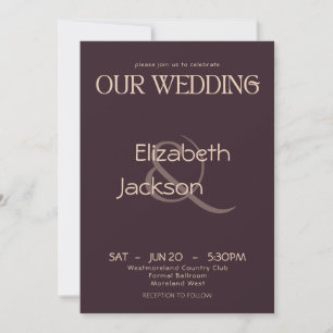 Invitation Élégante Typographie Moderne Mariage Plum Noir