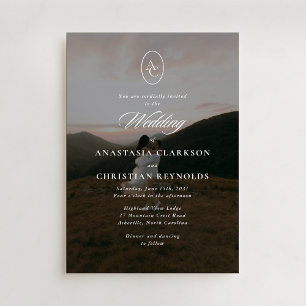 Invitation Élégante typographie montagne une photo