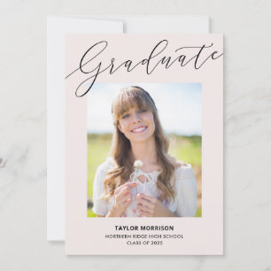 Invitation Élégante Typographie Pink & Black Graduation Party