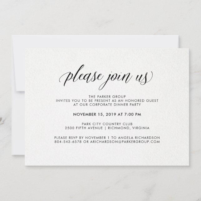 Invitation Élégante typographie simple| Célébration d'entrepr (Devant)