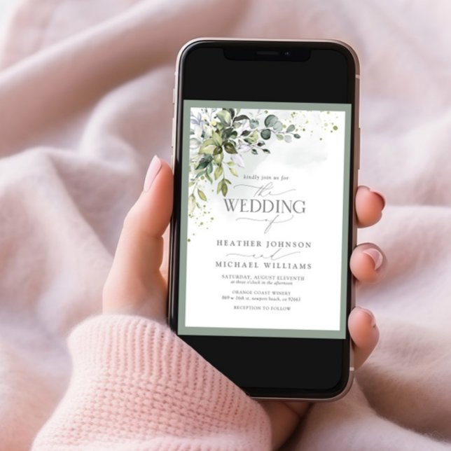 Invitation Elégante végétation botanique Aquarelle florale Ph (Créateur téléchargé)