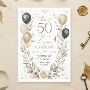 Invitation Élégante verdure 50e anniversaire de mariage