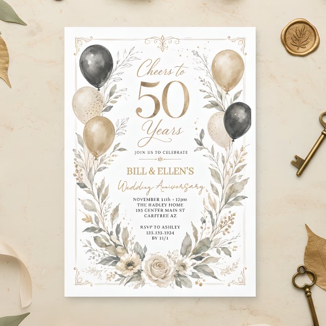 Invitation Élégante verdure 50e anniversaire de mariage (Créateur téléchargé)