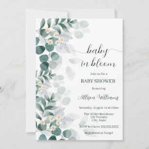 Invitation Elégante verdure baby shower moderne eucalyptus
