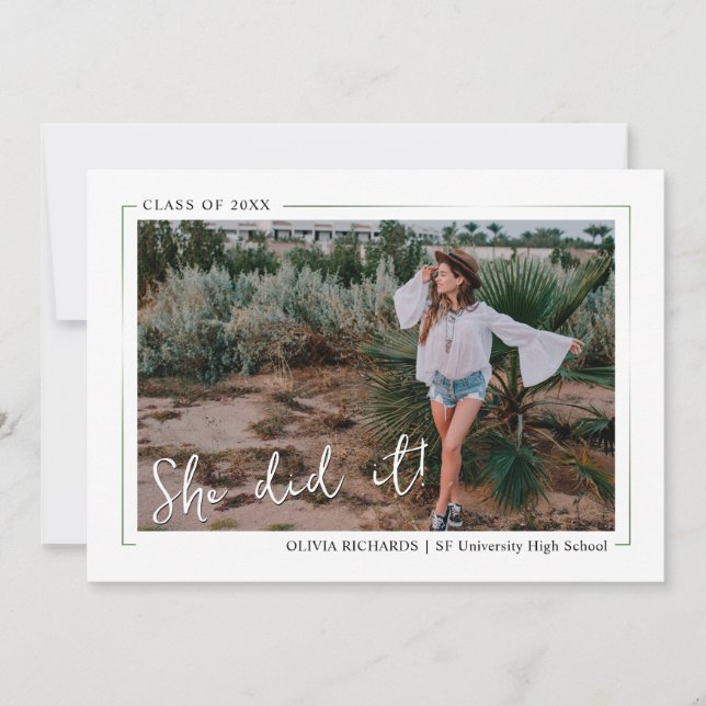 Invitation Elégante verdure Boho Floral Graduation Party Invi (Devant)