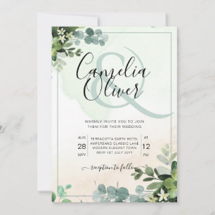 Invitation Elégante verdure Botanique Ampersand Mariage Invit