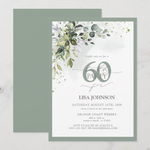 Invitation Élégante verdure botanique Floral 60e anniversaire