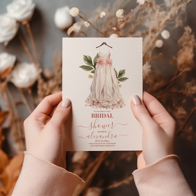 Invitation Élégante verdure et Fête des mariées de robe Maria (Créateur téléchargé)