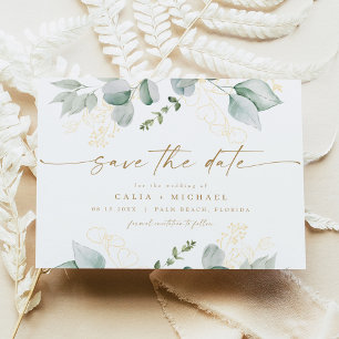 Invitation Élégante verdure et mariage d'or Enregistrer la da