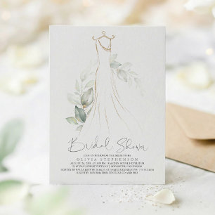 Invitation Élégante verdure et robe de mariée : Baby shower