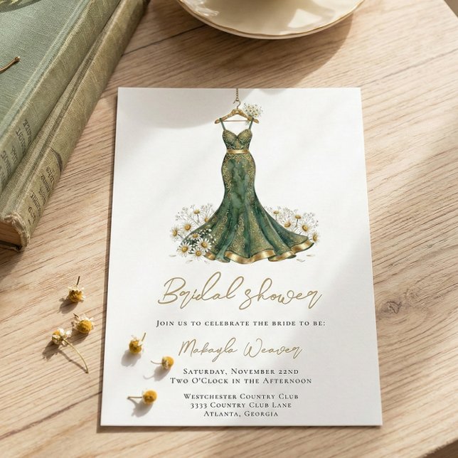 Invitation Élégante verdure et robe de mariée Baby Shower (Créateur téléchargé)