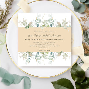 Invitation Elégante verdure et teinte beige, Mariage Carré